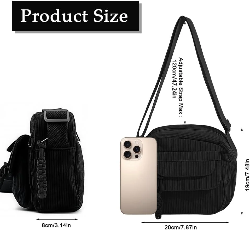 کیف دوشی کوچک و زیبای مخملی HASTHIP® برای زنان، کیف دستی کوچک، کیف پول موبایل با بند قابل تنظیم، کیف مسنجر سبک وزن مسافرتی
