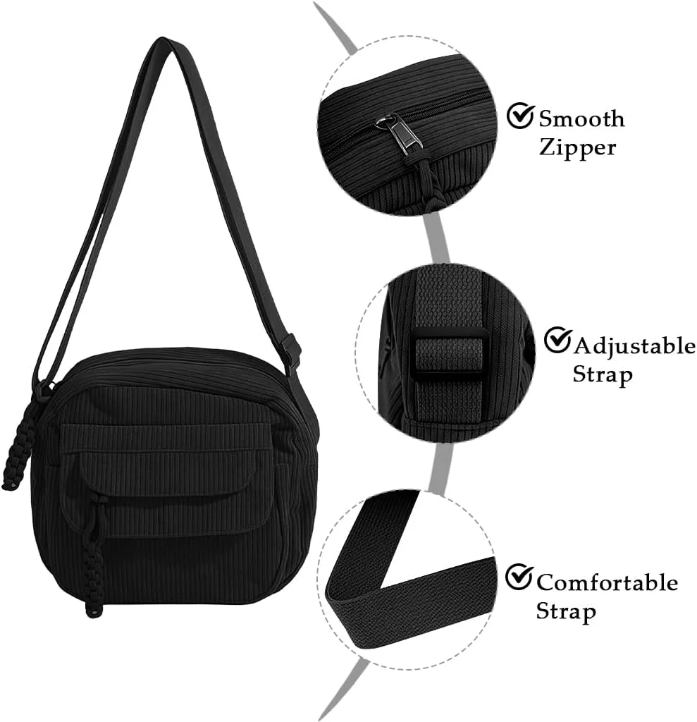 کیف دوشی کوچک و زیبای مخملی HASTHIP® برای زنان، کیف دستی کوچک، کیف پول موبایل با بند قابل تنظیم، کیف مسنجر سبک وزن مسافرتی