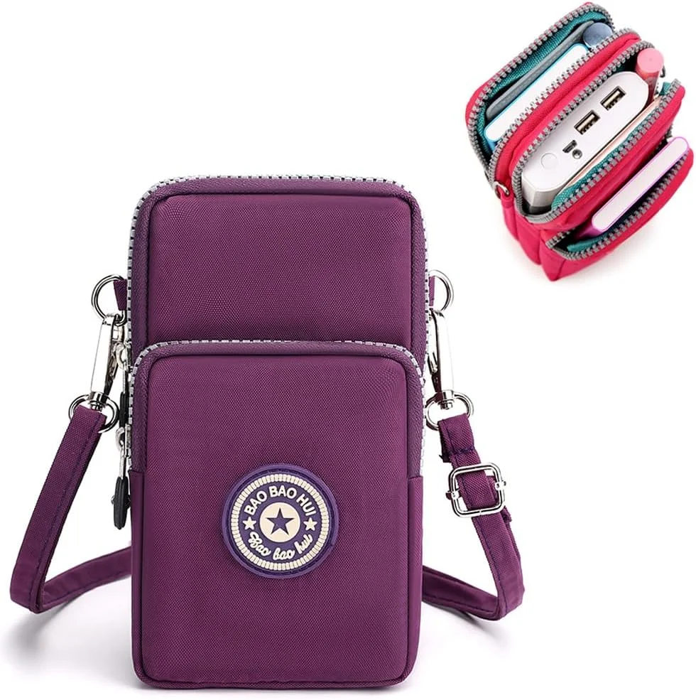 کیف دوشی کوچک تلفن همراه Goodern، کیف پول دستی کوچک جهانی با بند قابل تنظیم، کیف بازوی دوشی کوچک، کیف پول ضد آب گوشی هوشمند زیبا برای مردان و زنان - بنفش