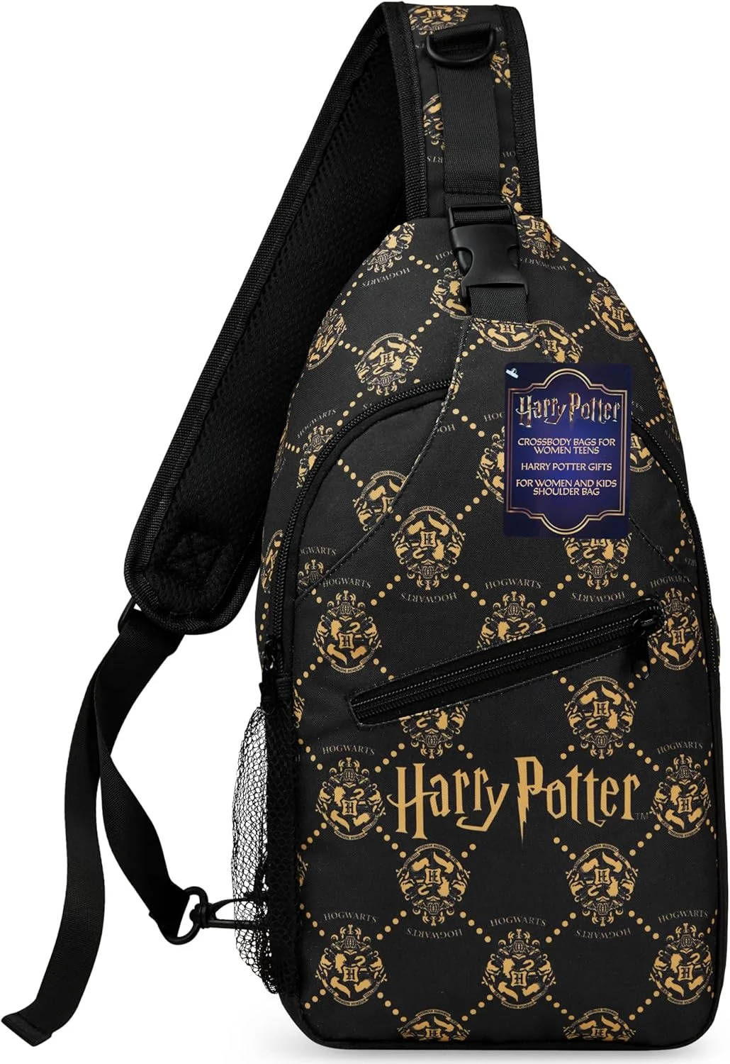 کیف دوشی فانتزی با طرح مدرسه جادوگری، مناسب دختران و نوجوانان، کیف مسافرتی با محفظه‌های متعدد، مناسب تلفن، پول، خرید، ورزش، تعطیلات (مشکی)