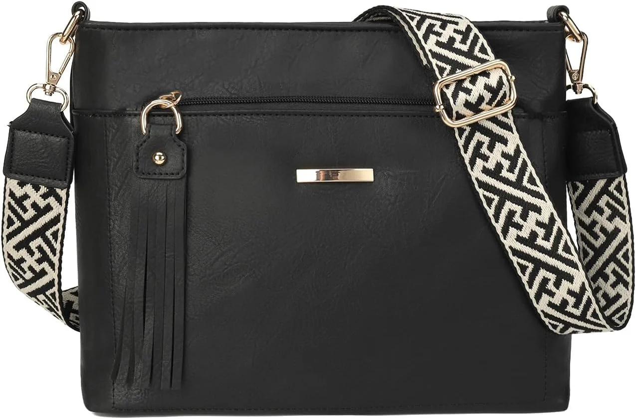 کیف دوشی منگوله دار گلادون زنانه، کیف دستی چرمی سایز متوسط، کیف شانه ای نرم و شیک برای مسافرت