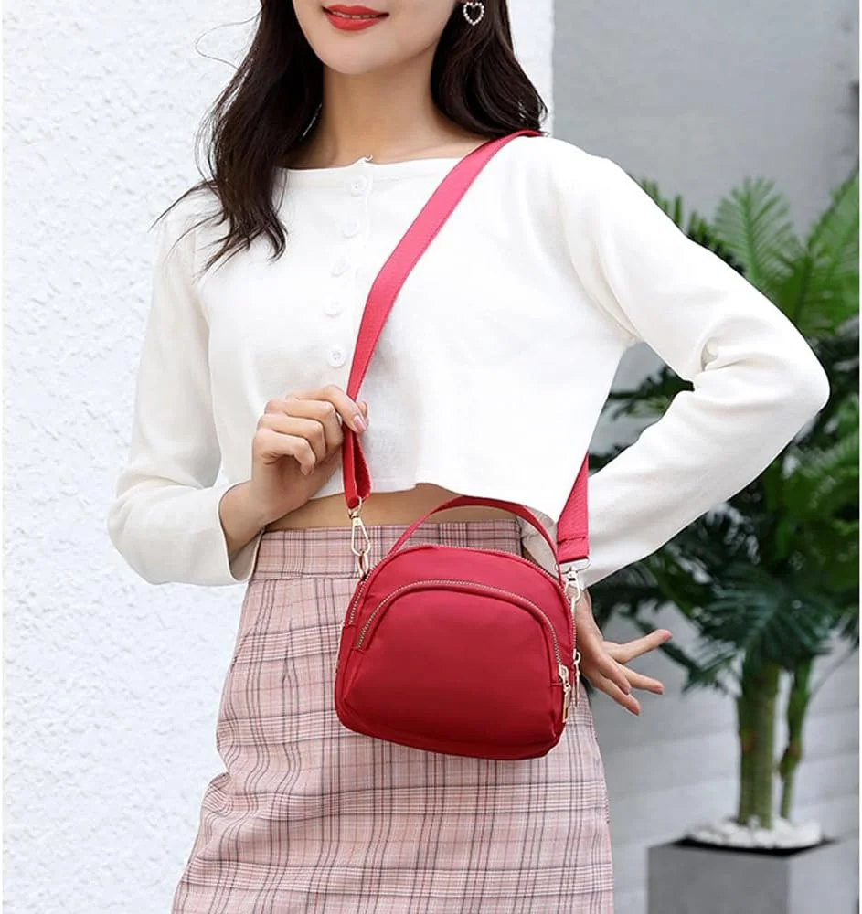 کیف دوشی کوچک زنانه Goodern، کیف پول موبایل، کیف دستی صدف، کیف پول، کیف دوشی، کیف کارت ضد آب، کیف پول سکه، کیف پول کوچک با بند دوشی برای مسافرت و ورزش - قرمز