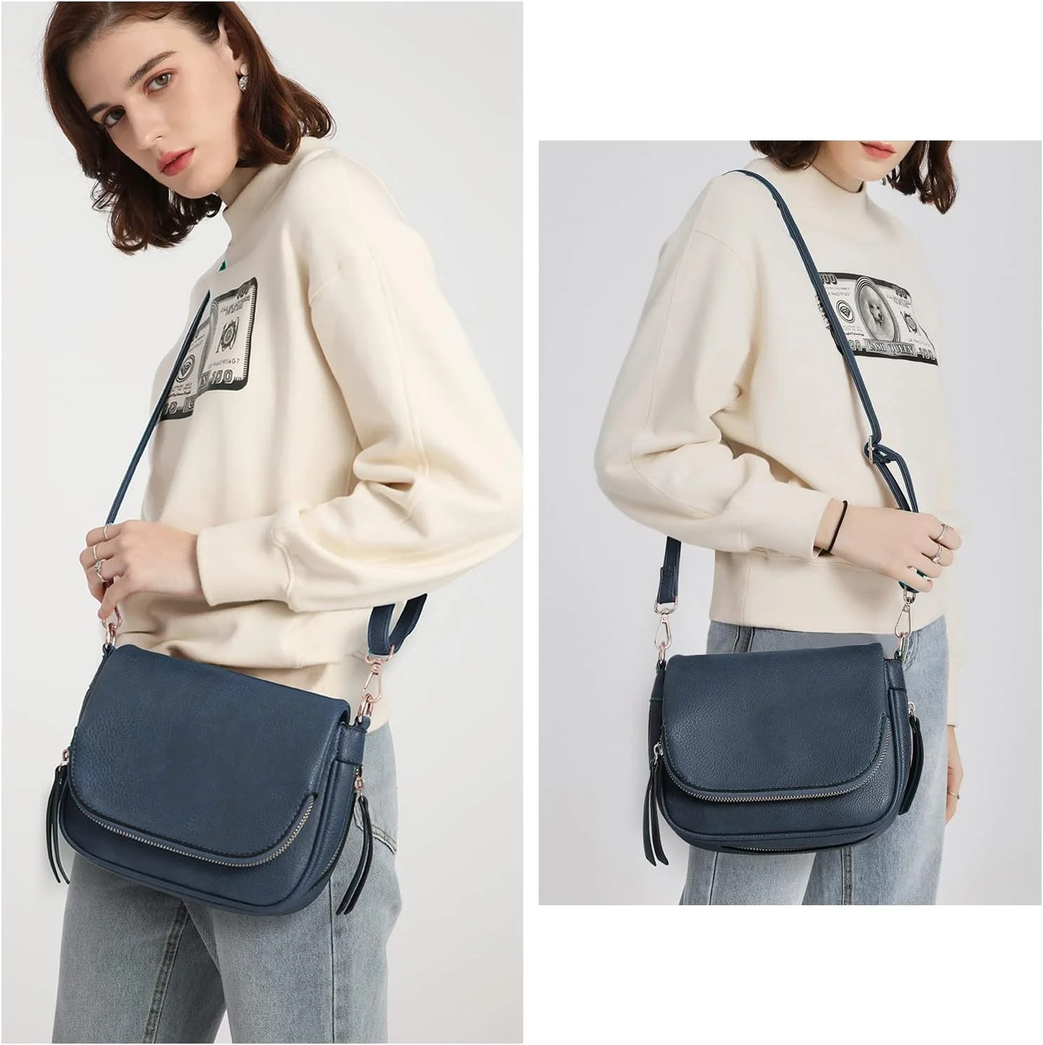 کیف دوشی کوچک زنانه GLITZALL، کیف دستی چرمی PU با بند بلند و جیب های متعدد