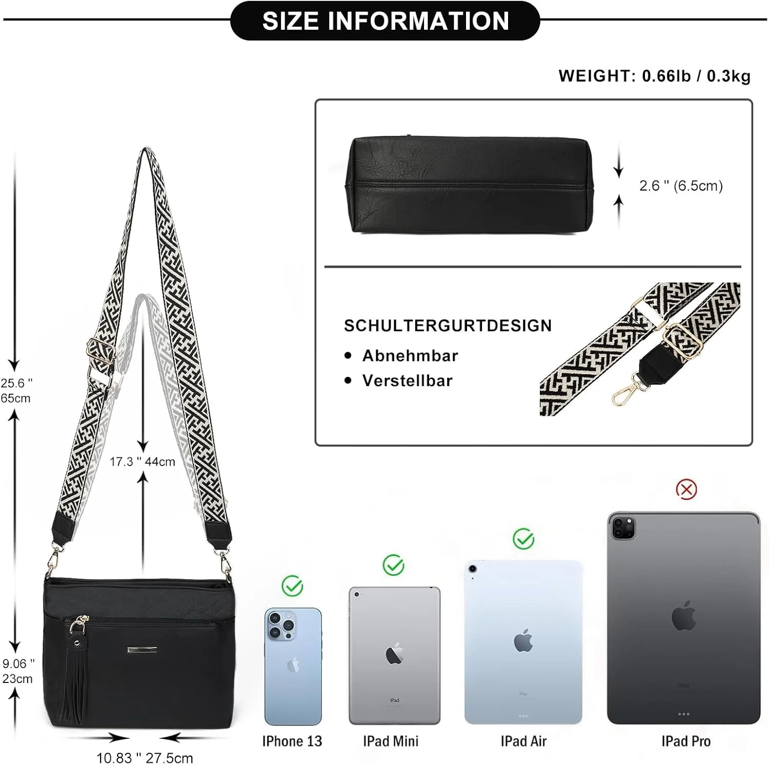 کیف دوشی منگوله دار گلادون زنانه، کیف دستی چرمی سایز متوسط، کیف شانه ای نرم و شیک برای مسافرت