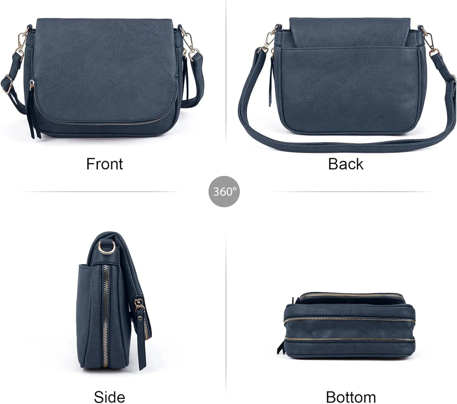 کیف دوشی کوچک زنانه GLITZALL، کیف دستی چرمی PU با بند بلند و جیب های متعدد