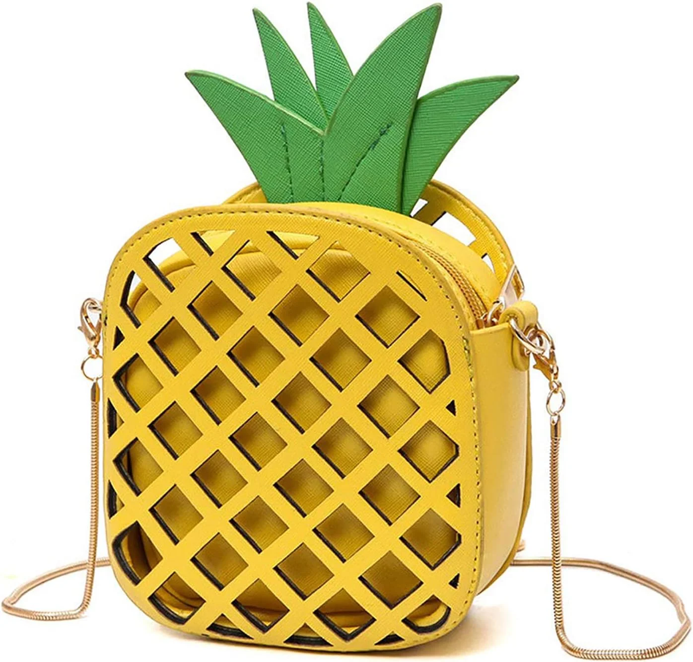 کیف آناناسی زنانه Excefore، کیف دوشی زرد رنگ تابستانی دخترانه، کیف دستی چرمی PU برای تزئینات مهمانی استوایی و هاوایی