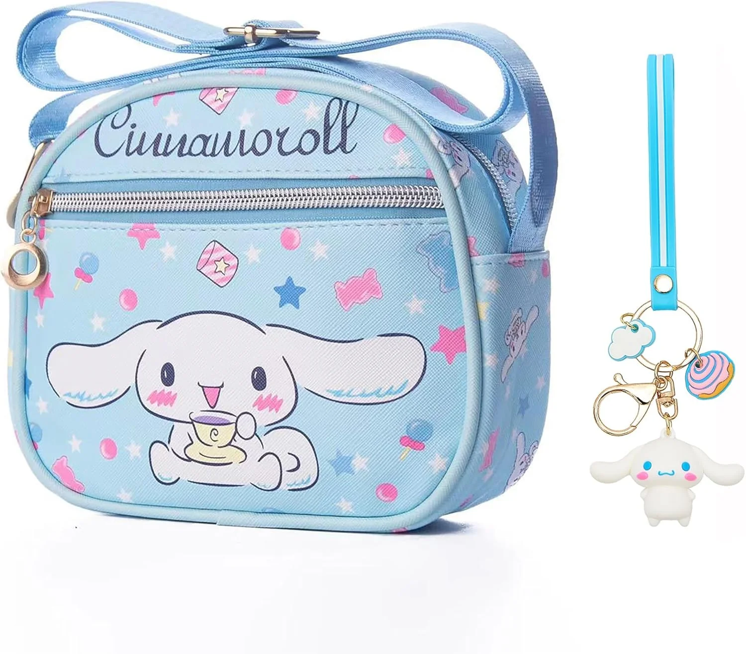 کیف دوشی کوچک و بامزه، کیف دوشی، کیف دوشی زنانه، کیف دوشی کوچک بچگانه، کیف دوشی چرم مصنوعی نرم مینی، هدیه دوست داشتنی برای کودکان 3-6 سال، آبی