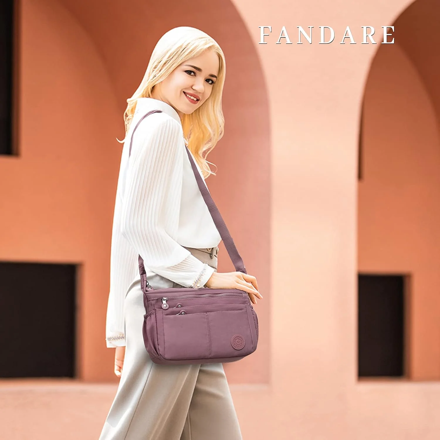 کیف دوشی سبک وزن زنانه FANDARE، کیف های دوشی اسلینگ، نایلون ضد آب برای مسافرت، مدرسه، ورزش، خرید، کیف کراس بادی