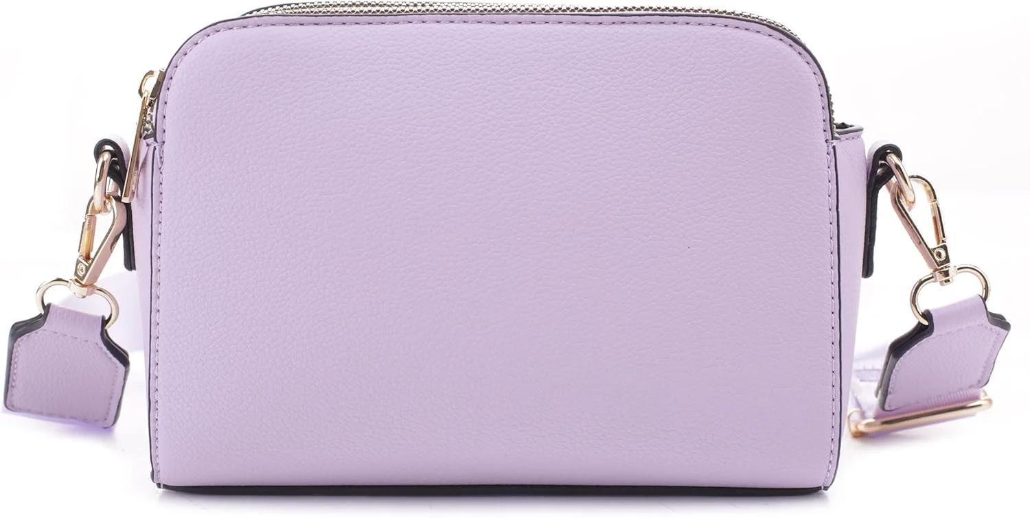 کیف دوشی زنانه EVVE، کیف کوچک دوربین سه زیپه با بند پهن گیتاری