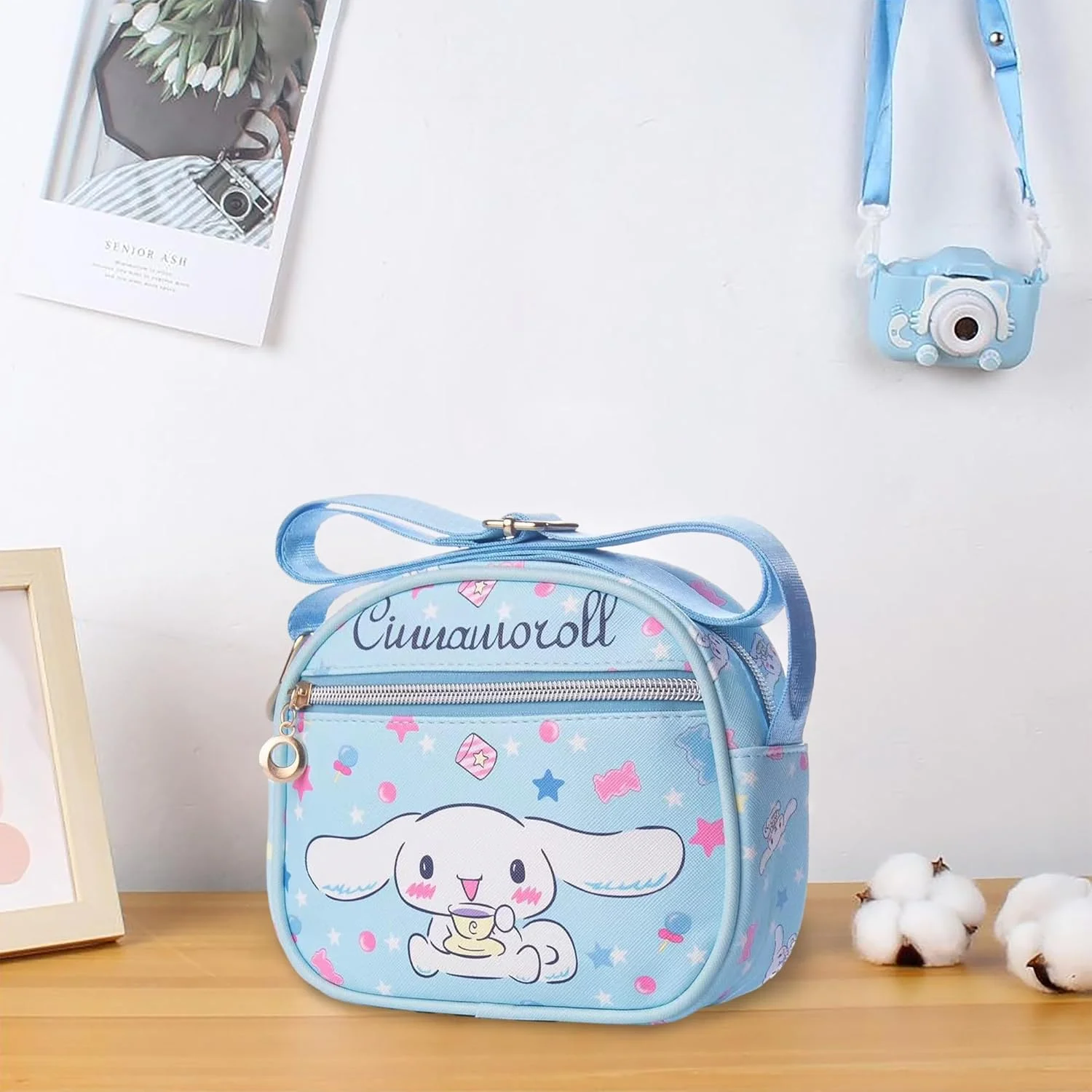 کیف دوشی کوچک و بامزه، کیف دوشی، کیف دوشی زنانه، کیف دوشی کوچک بچگانه، کیف دوشی چرم مصنوعی نرم مینی، هدیه دوست داشتنی برای کودکان 3-6 سال، آبی