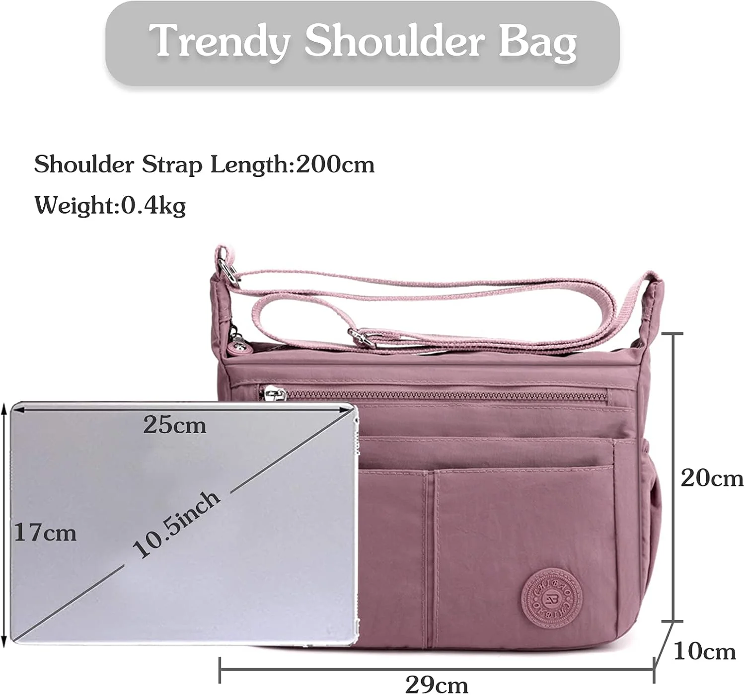 کیف دوشی سبک وزن زنانه FANDARE، کیف های دوشی اسلینگ، نایلون ضد آب برای مسافرت، مدرسه، ورزش، خرید، کیف کراس بادی