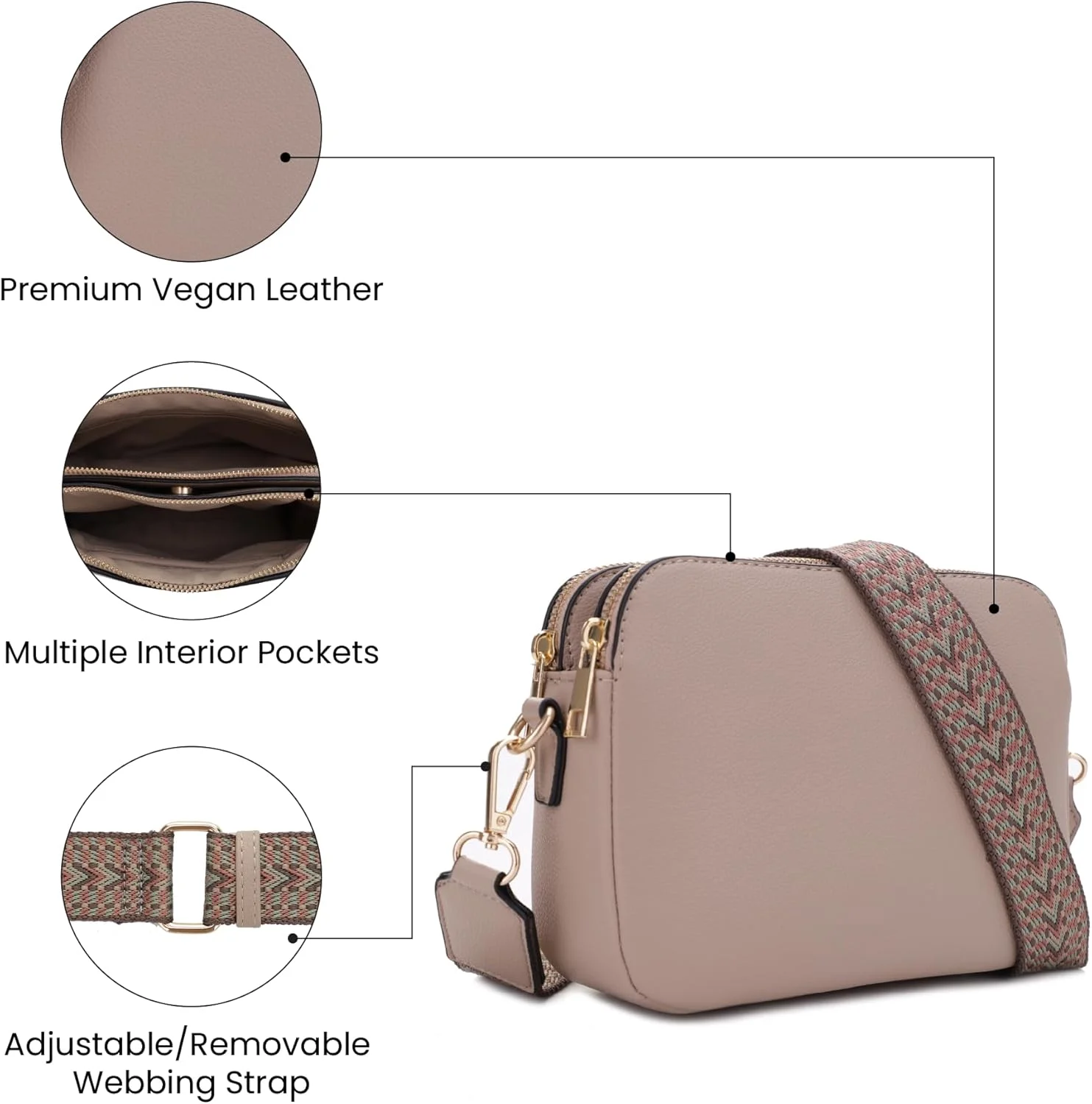 کیف دوشی زنانه امپریا، کیف کوچک دوربین دوشی با بند شانه ای قابل تنظیم