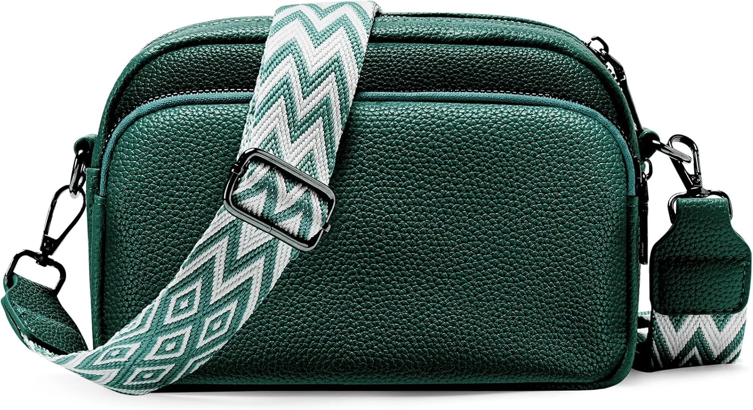 کیف دوشی زنانه، کیف شانه ای قابل تنظیم، کیف دستی کوچک و سبک ایده آل برای عبا با بند طرح دار، چرم مصنوعی، دارای دو محفظه