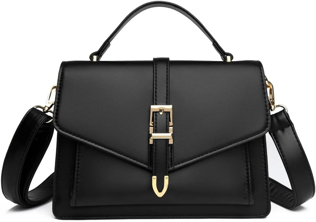 کیف دوشی زنانه، کیف دوشی کوچک، کیف شانه ای چرم مصنوعی ضد آب، کیف شانه ای، حمل آسان، بند قابل تنظیم، شیک، برای هدیه تعطیلات، هدیه برای دختران، سفرهای تفریحی - مشکی