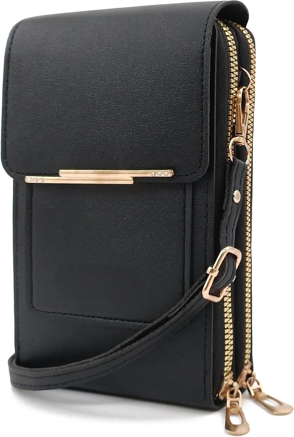 کیف دوشی کوچک مسافرتی، کیف کراس بادی کوچک و جمع و جور، کیف شانه ای مینی و سبک وزن با زیپ، بند قابل تنظیم، جیب های متعدد، مشکی