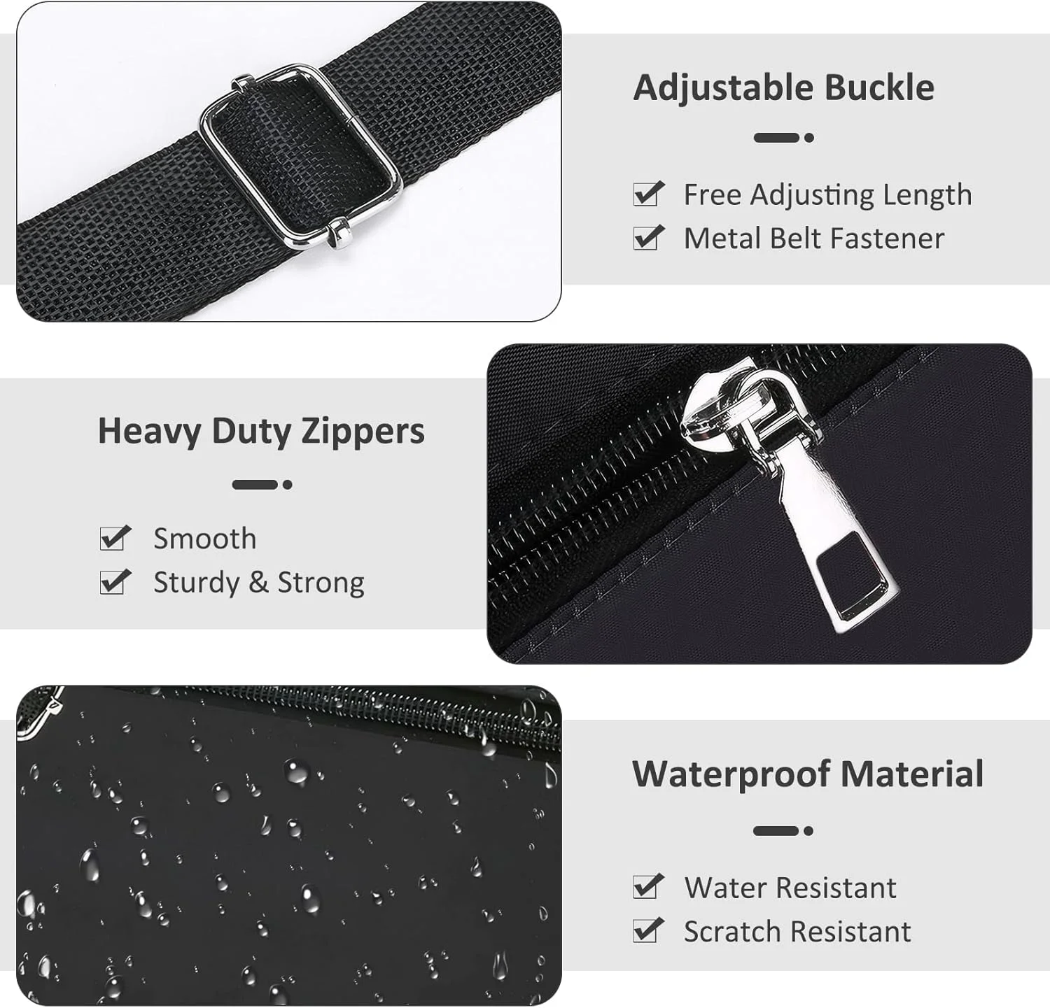 کیف دوشی زنانه با جیب های متعدد، کیف شانه دخترانه، کیف های دوشی نایلونی، کیف تلفن ضد آب با بند قابل تنظیم برای خرید مسافرتی، گردش، کار، پیاده روی (مشکی)