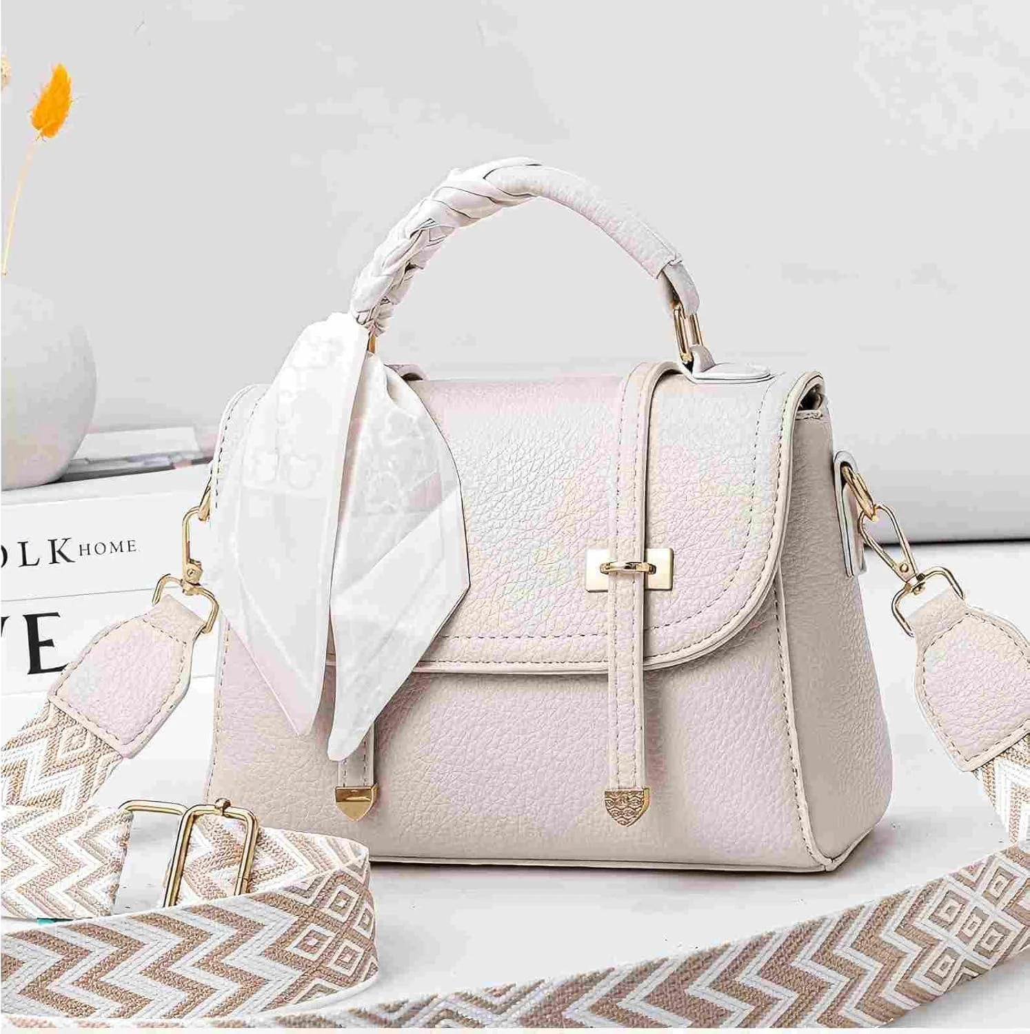 کیف دوشی زنانه، کیف چرمی، فشن، کیف دوشی ضخیم با بند شانه قابل تنظیم، کیف دوشی بزرگ مسافرتی، دارای محفظه‌های متعدد، مناسب استفاده روزانه، کمپینگ، هدیه برای خانم‌ها