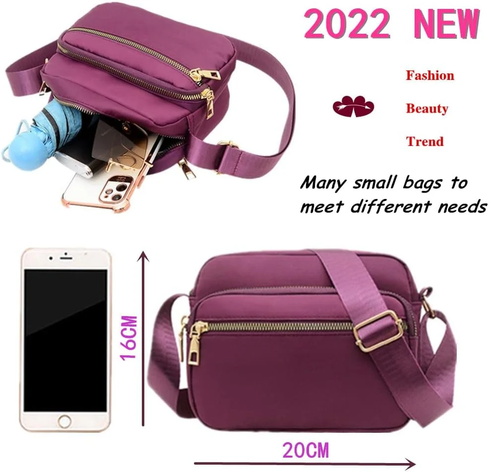 کیف دوشی نایلونی DIHKLCIO برای زنان، کیف دستی و کیف پول زنانه، کیف پیام رسان غیر رسمی زنانه، کیف دوشی مشکی ضد آب