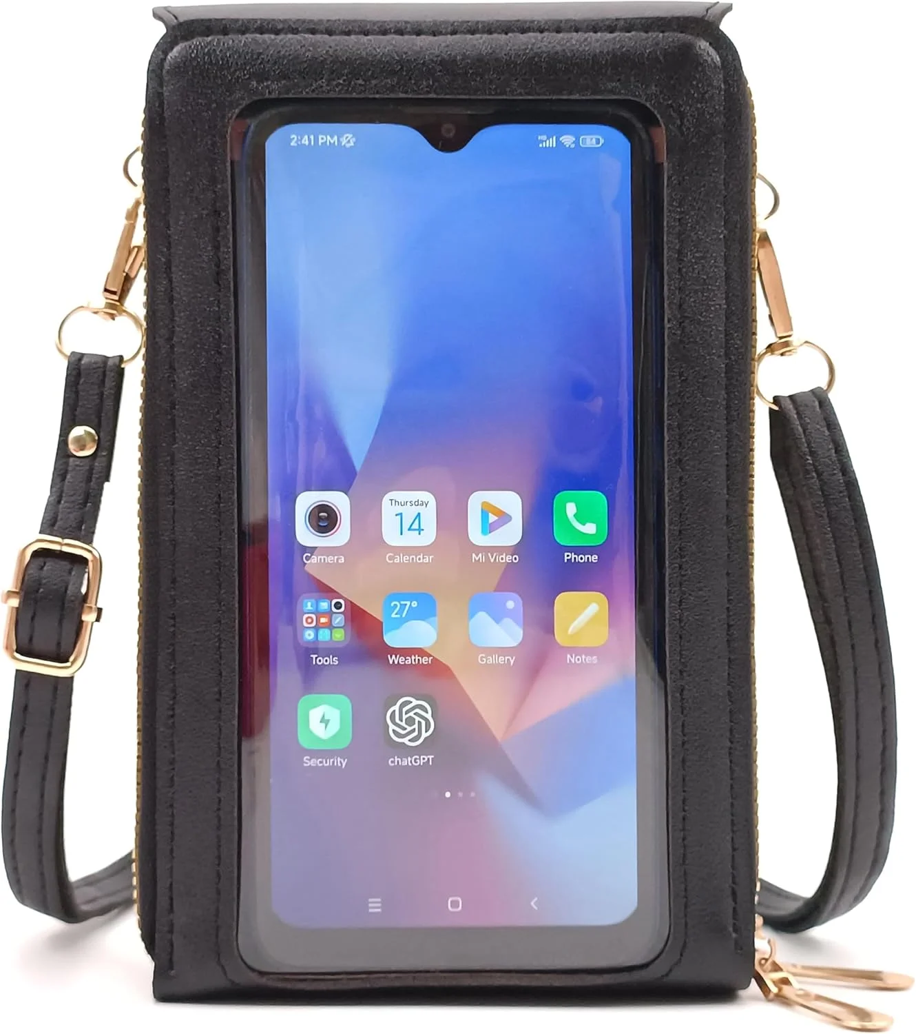 کیف دوشی کوچک مسافرتی، کیف کراس بادی کوچک و جمع و جور، کیف شانه ای مینی و سبک وزن با زیپ، بند قابل تنظیم، جیب های متعدد، مشکی