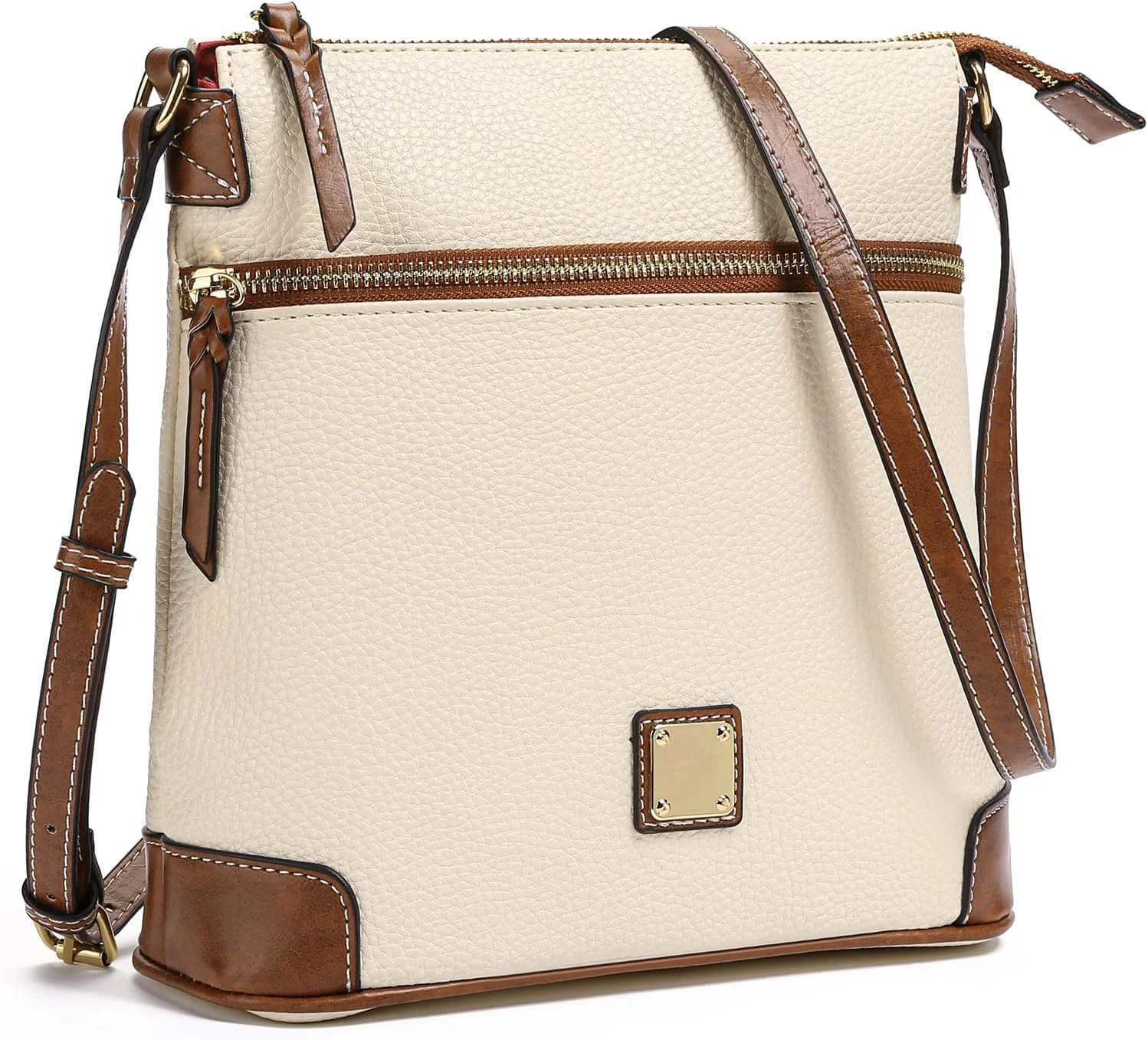 کیف دوشی زنانه، کیف های کوچک دوشی، کیف دستی چرم مصنوعی شیک با جیب های زیپ دار چندگانه، کیف مسافرتی سبک وزن متوسط