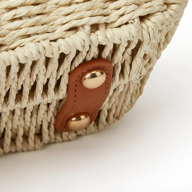 کیف دستی حصیری بافتنی دست ساز، کیف کلاچ ساحلی زنانه، کیف دوشی تعطیلات، کیف دستی سبدی تابستانی، سبک و شیک، سازگار با محیط زیست و چند منظوره (طبیعی)