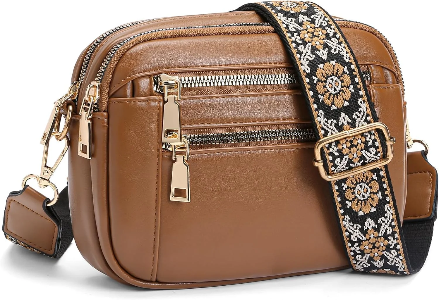 کیف دوشی کوچک زنانه، کیف دستی چرم مصنوعی Azonee با بند قابل تنظیم، کیف های دستی شیک برای مسافرت روزانه یا لباس های غیر رسمی (قهوه ای)