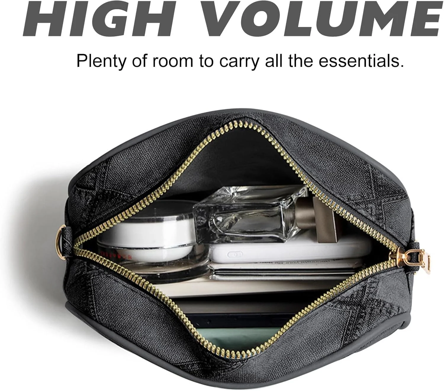 کیف دوشی زنانه، کیف دوشی زنانه، کیف تلفن زنانه دوشی، کیف کوچک رودوشی زنانه با بند پهن، کیف دستی دوربین برای استفاده روزانه بانوان و دختران در سفر و خرید، مشکی