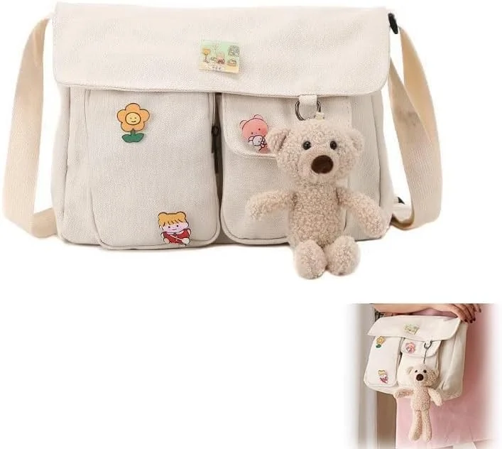 کیف دوشی برزنتی، کیف پیام رسان فانتزی Azonee با سنجاق و آویز، کیف شانه ای غیر رسمی برای زنان و دختران، کیف مدرسه زیبا