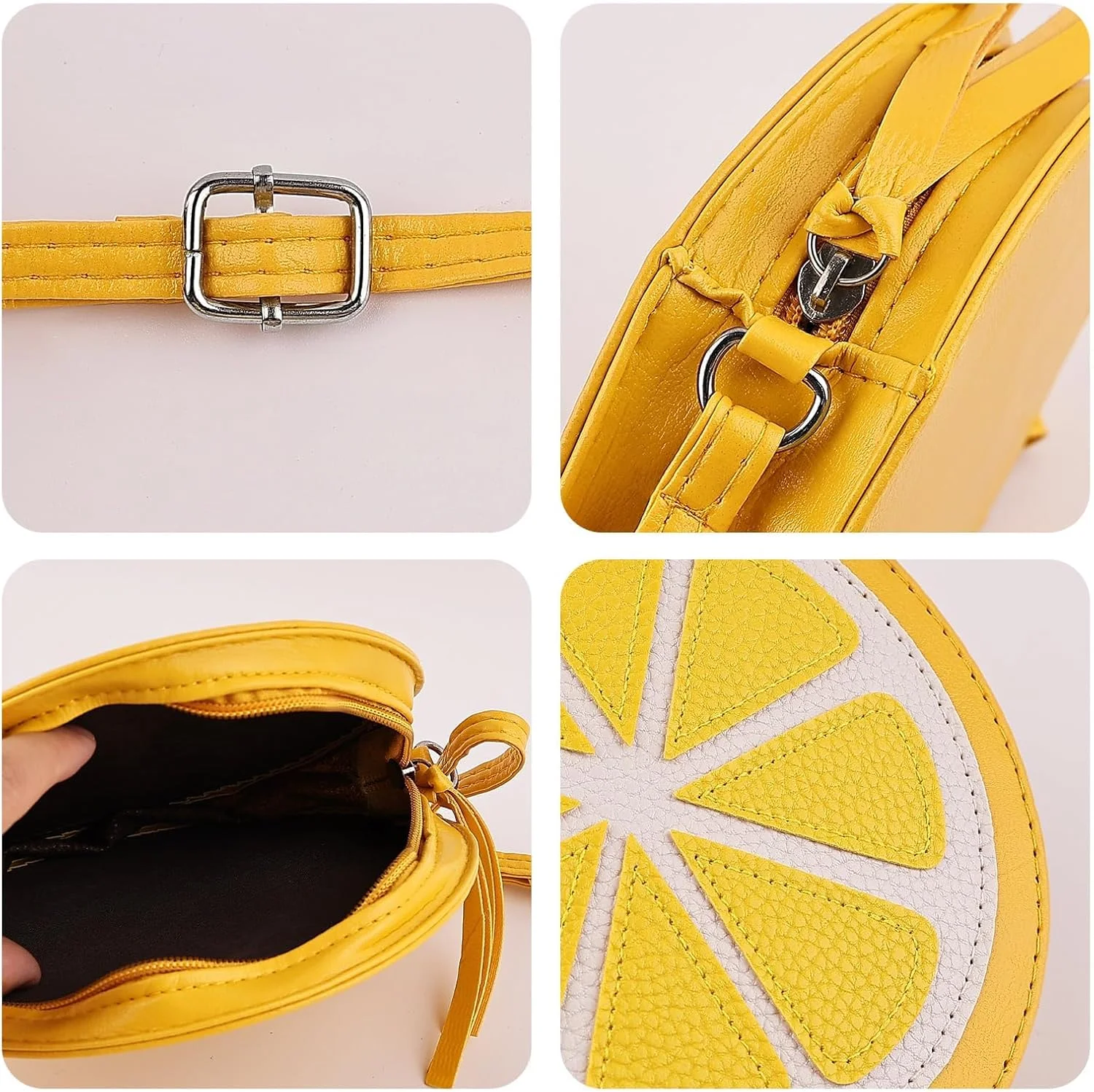 کیف دوشی طرح لیمو، کیف دستی زیبا با بند شانه قابل تنظیم برای خانم ها، کیف دستی سبک وزن با الهام از میوه، اکسسوری غیر رسمی