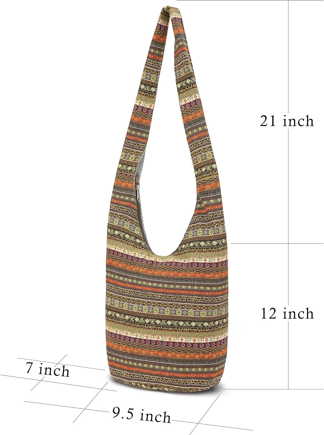 کیف دوشی زنانه مدل Nu Hippie Hobo از جنس کتان پوز