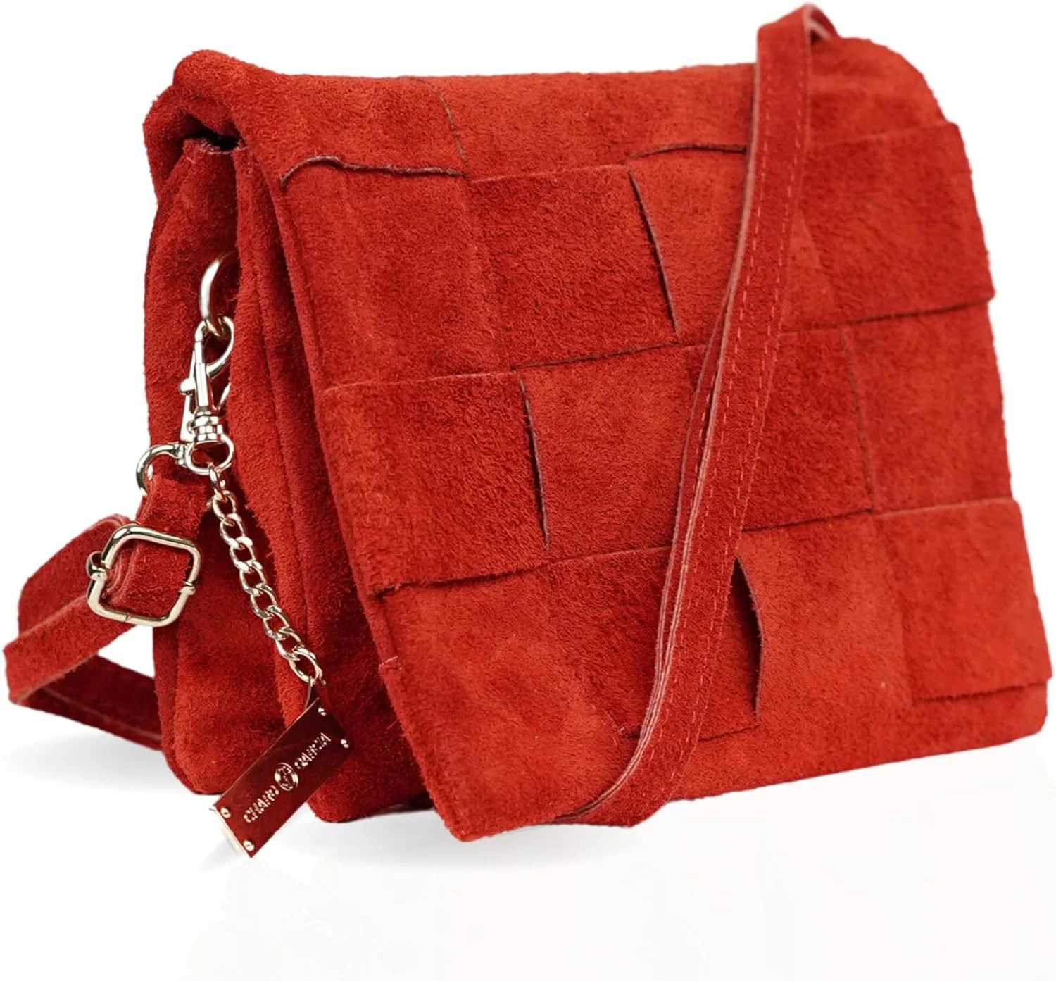 کیف دوشی چرم جیر ممتاز ایتالیایی CHARO GARCIA با بند جداشدنی. اندازه 23 در 18 سانتی متر.