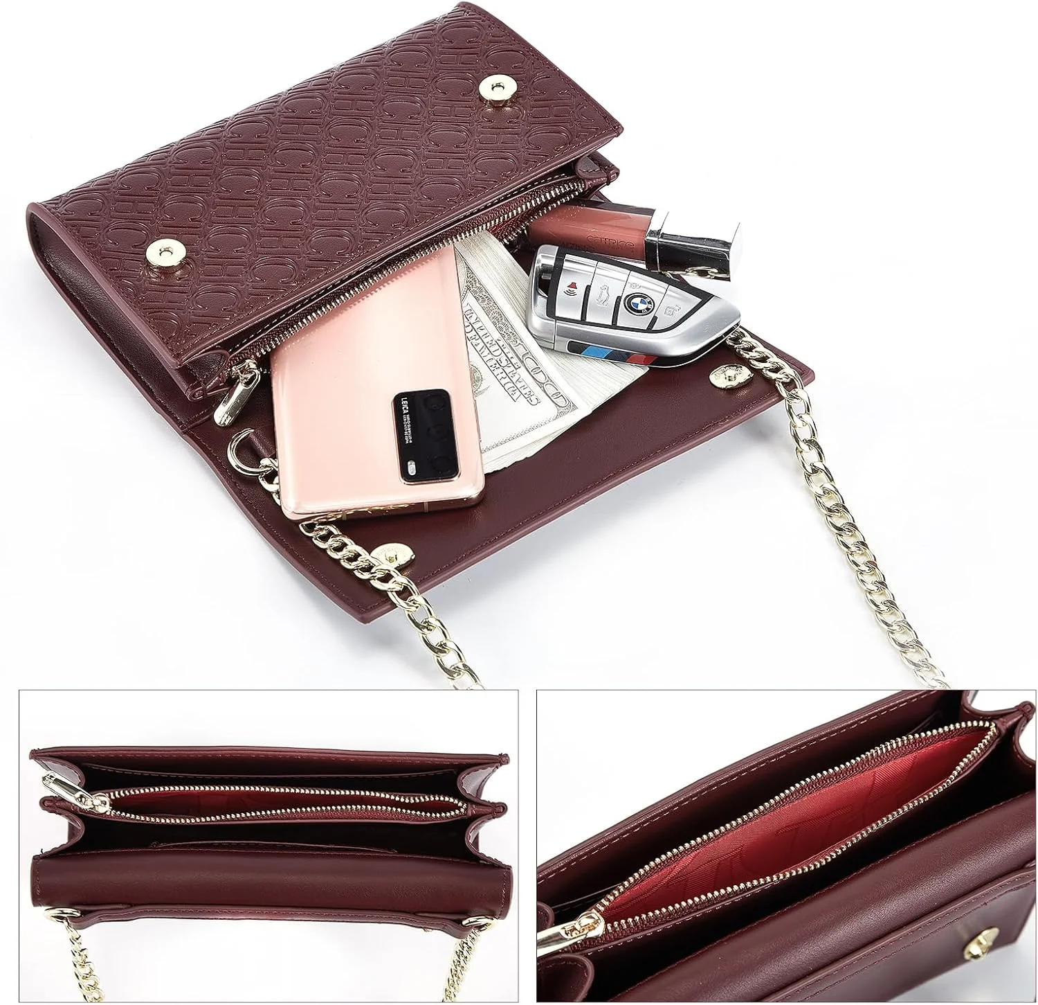 کیف دوشی کوچک CHCH زنانه، کیف پول و کیف دستی تلفن همراه با جای کارت اعتباری