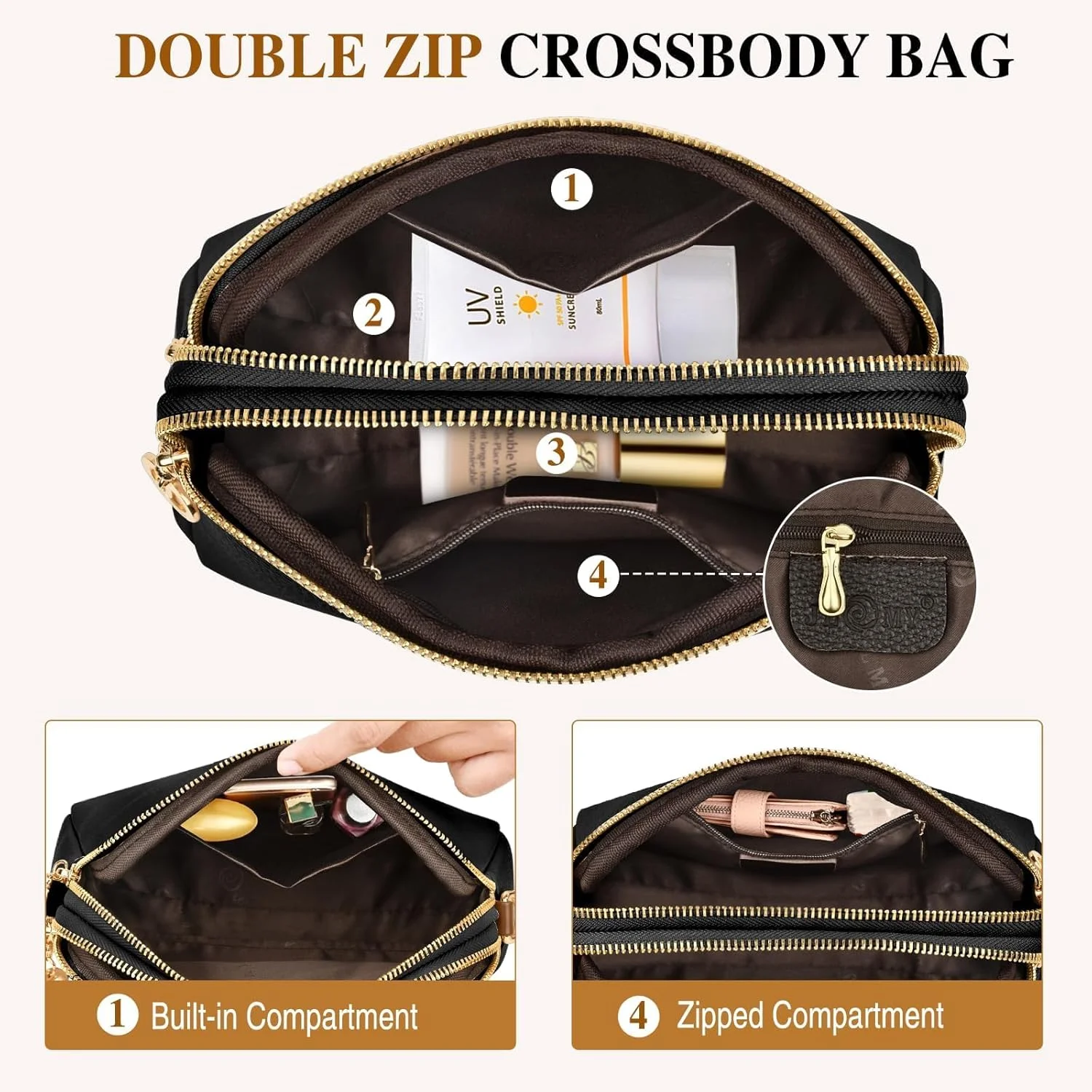 کیف دوشی زنانه، کیف دستی چرمی و کیف رودوشی با بند پهن قابل تنظیم