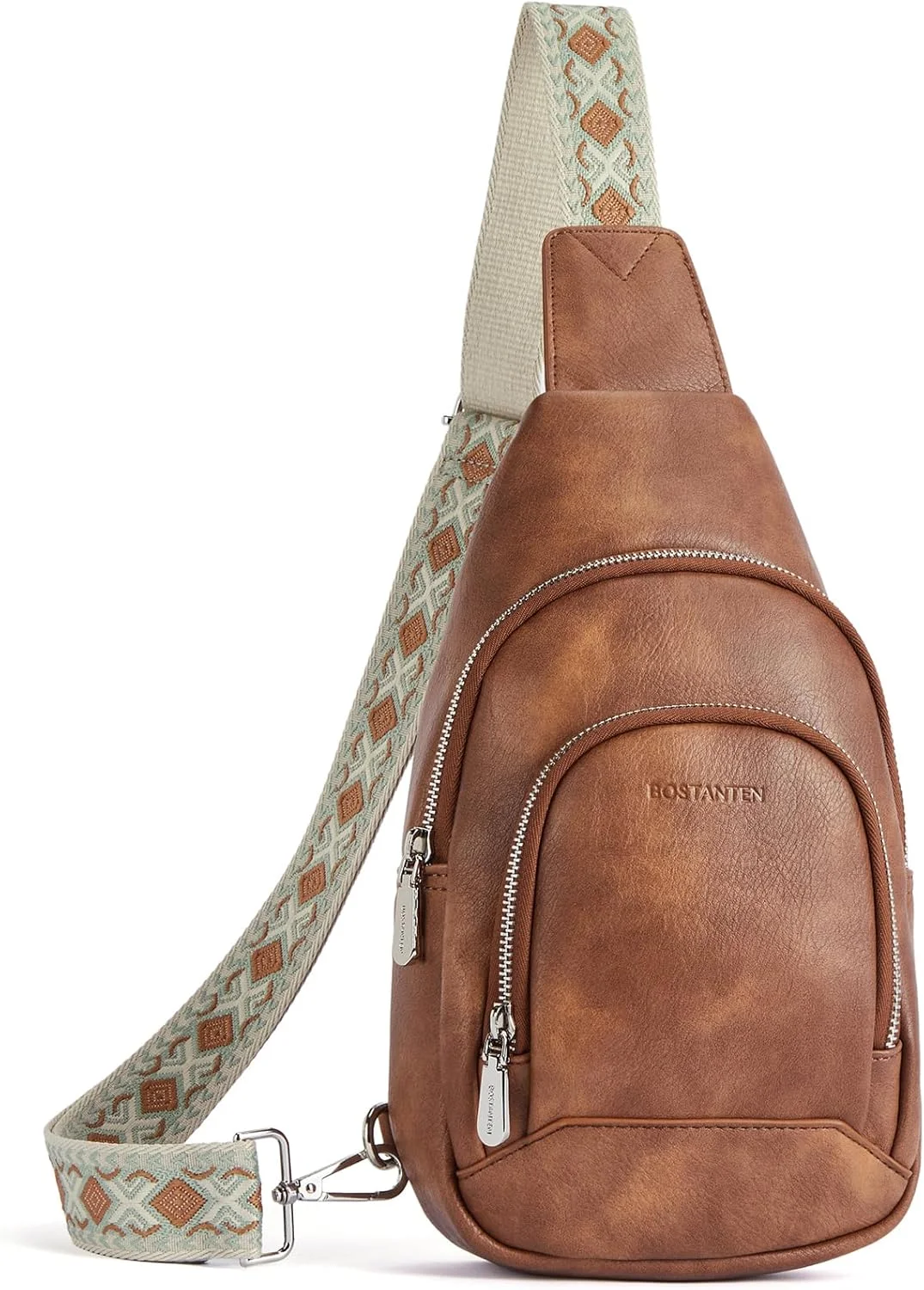کیف دوشی زنانه BOSTANTEN، کیف کراس بادی چرمی، کیف سینه ای شیک با بند گیتار قابل تنظیم برای مسافرت
