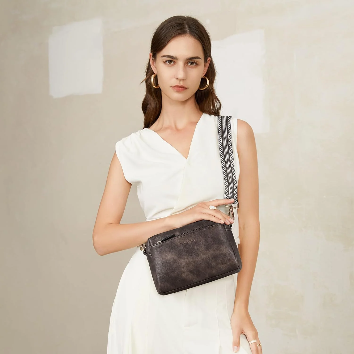 کیف دوشی کوچک زنانه بوستانتن، کیف دستی و کیف پول چرمی تلفن همراه با بند شانه ای رنگی