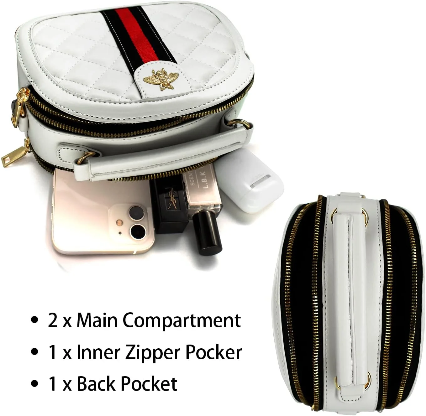 کیف دوشی طرح زنبور زنانه، کیف دستی چرمی کوچک با دسته کیف دوشی طرح زنبور زنانه، کیف دستی چرمی کوچک با دسته