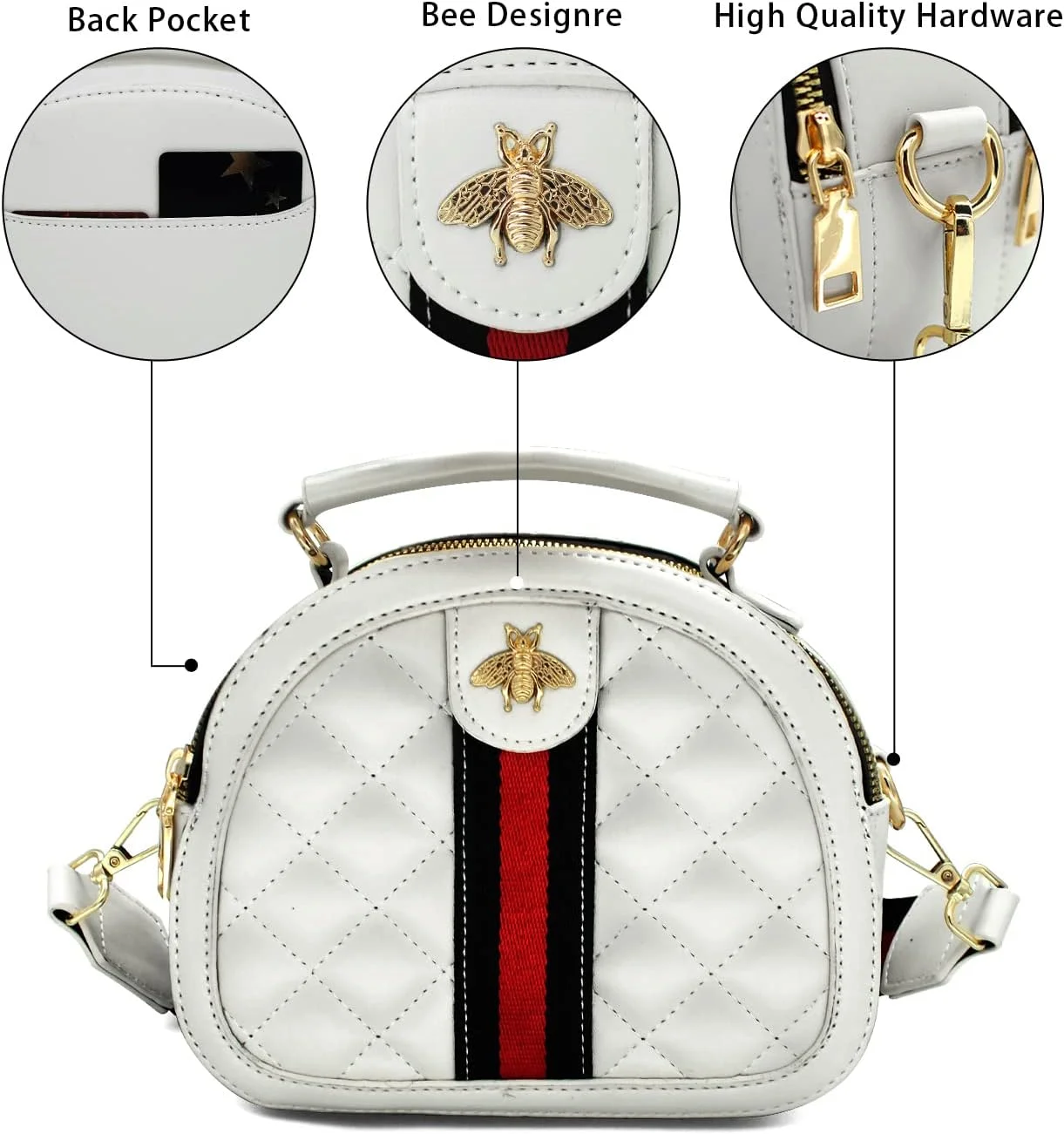 کیف دوشی طرح زنبور زنانه، کیف دستی چرمی کوچک با دسته کیف دوشی طرح زنبور زنانه، کیف دستی چرمی کوچک با دسته