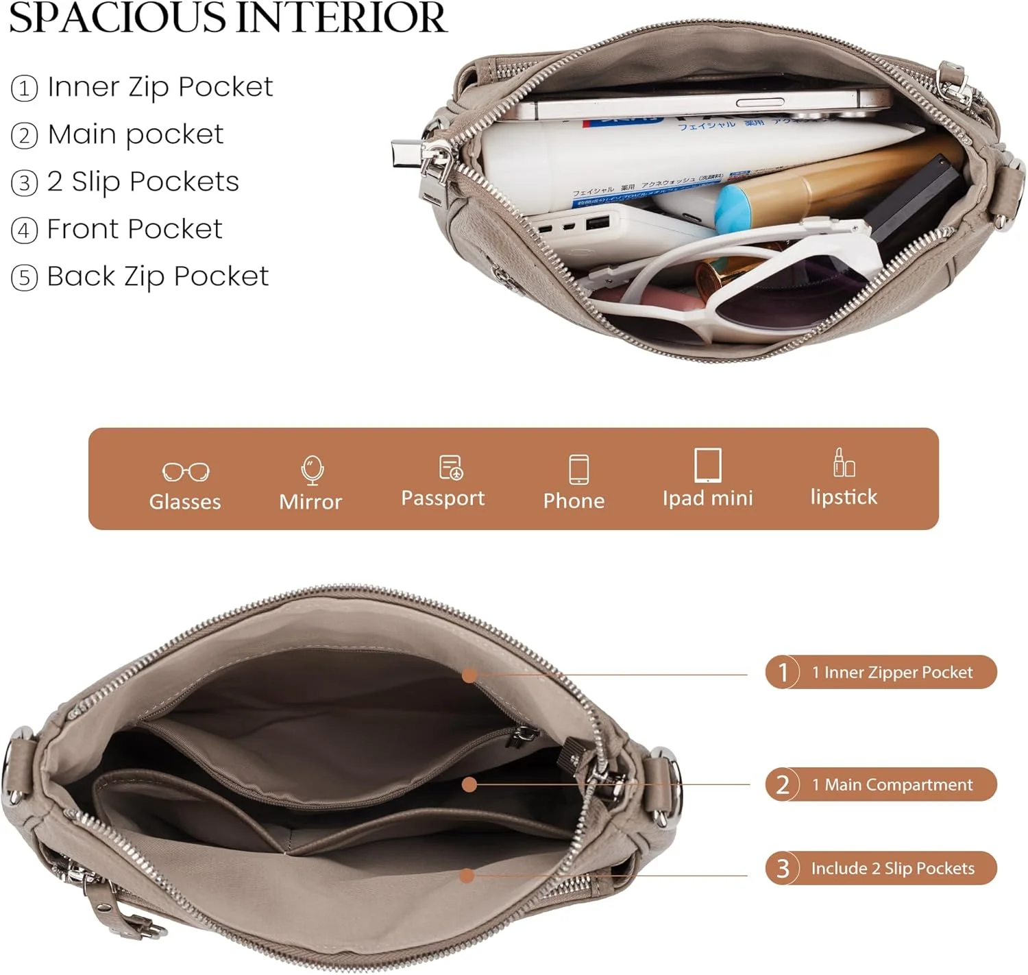 کیف دستی چرمی اصل befen برای زنان، کیف کراس بادی نرم، کیف مدل Hobo، کیف دوشی زنانه با 2 بند قابل جابجایی