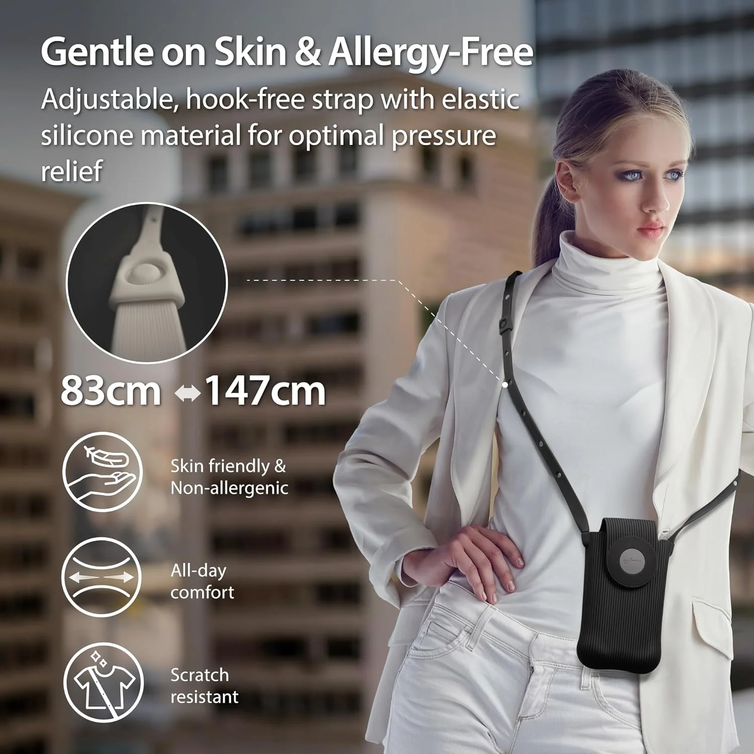 کیف موبایل کراس بادی BONE، کیف کراس بادی سیلیکونی تلفن همراه برای زنان و مردان، کیف دوشی کراس بادی، بند قابل تنظیم، سازگار با پوست، مقاوم در برابر خراش، قابل شستشو، کیف موبایل حبابی نسل 2