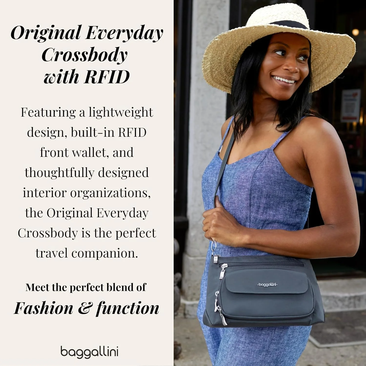 کیف رودوشی زنانه باگالینی مدل اورجینال Everyday، ابعاد 11x7.5، محافظ RFID، سبک وزن، نایلونی، دارای زیپ، مناسب سفر (تک عددی)