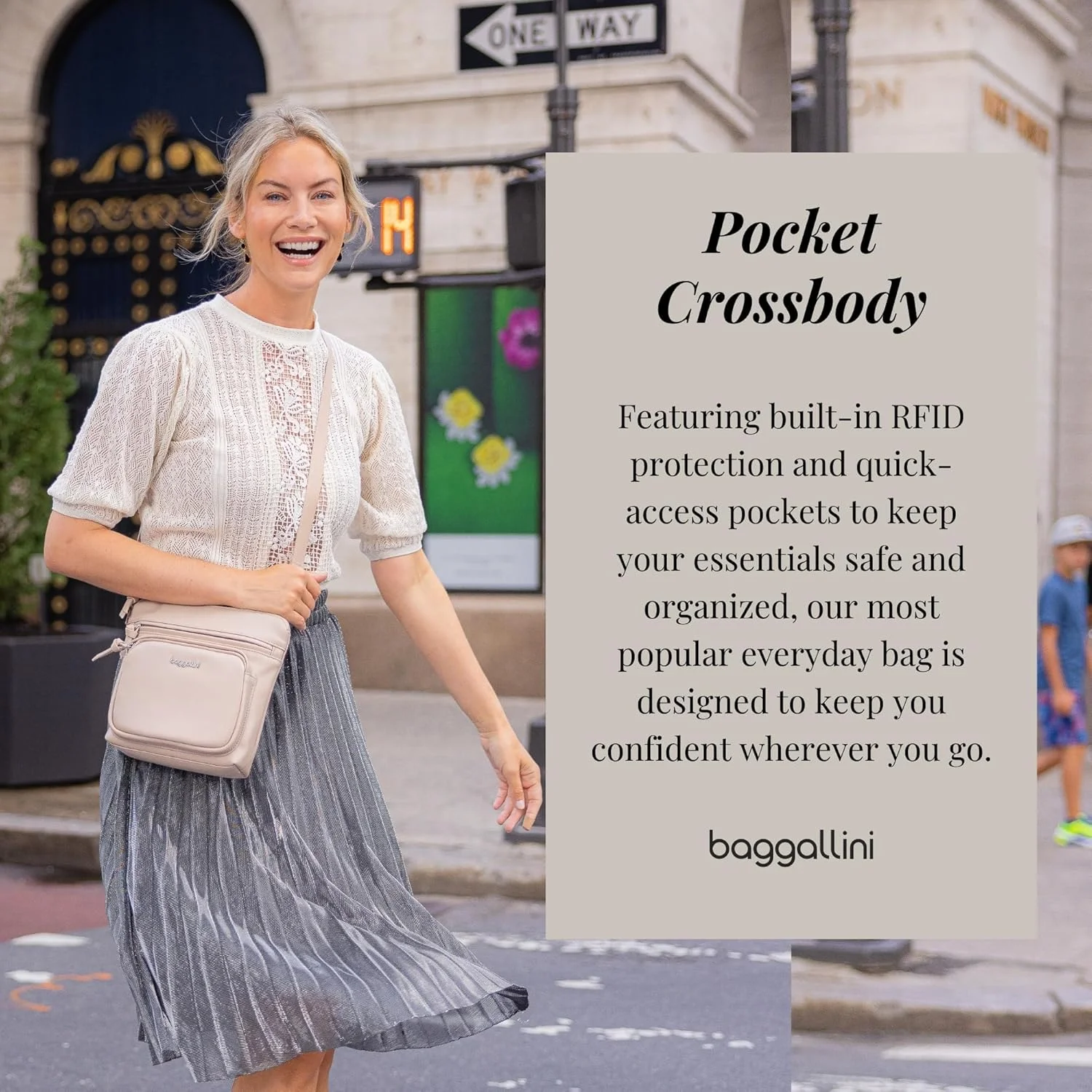 کیف رودوشی جیبی باگالینی زنانه - کیف رودوشی 20x20 سانتی متر RFID - کیف دستی کوچک سبک و مقاوم در برابر آب