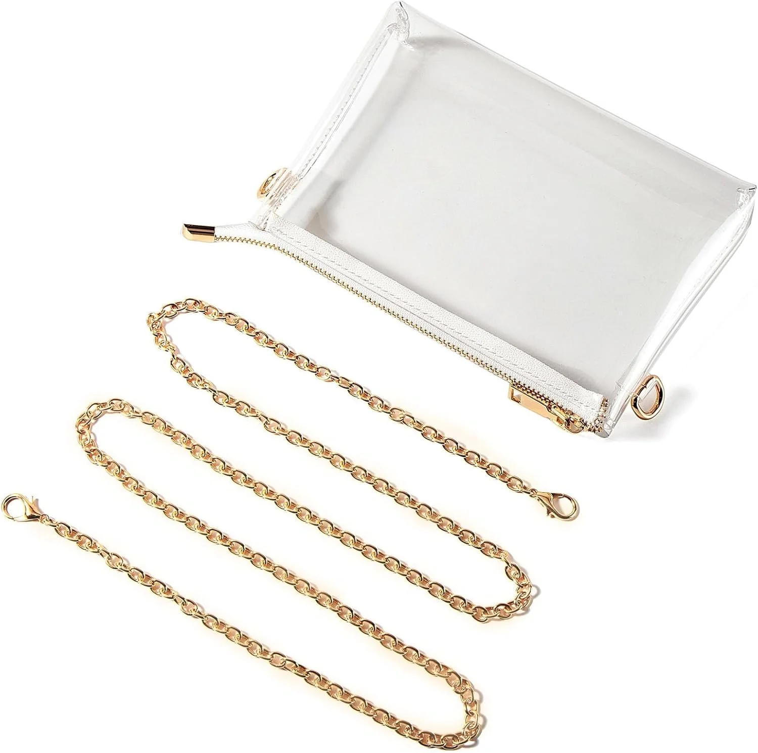 کیف شفاف زنانه مناسب استادیوم، کیف کوچک دوشی شفاف برای کنسرت، رویدادهای ورزشی، مسافرت و استفاده روزمره، کیف دستی شفاف شیک و کاربردی (حاشیه طلایی)