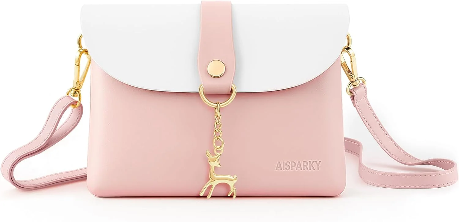 کیف دوشی کوچک AISPARKY، کیف کوچک چرمی PU برای زنان و دختران با آویز و بند/بند زنجیر طلایی