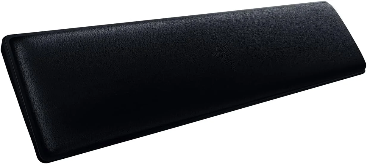 استراحتگاه مچی ارگونومیک Razer برای کیبوردهای Tenkeyless: بالشتک فوم حافظه‌دار چرم مصنوعی نرم - پایه‌های لاستیکی ضد لغزش - مشکی