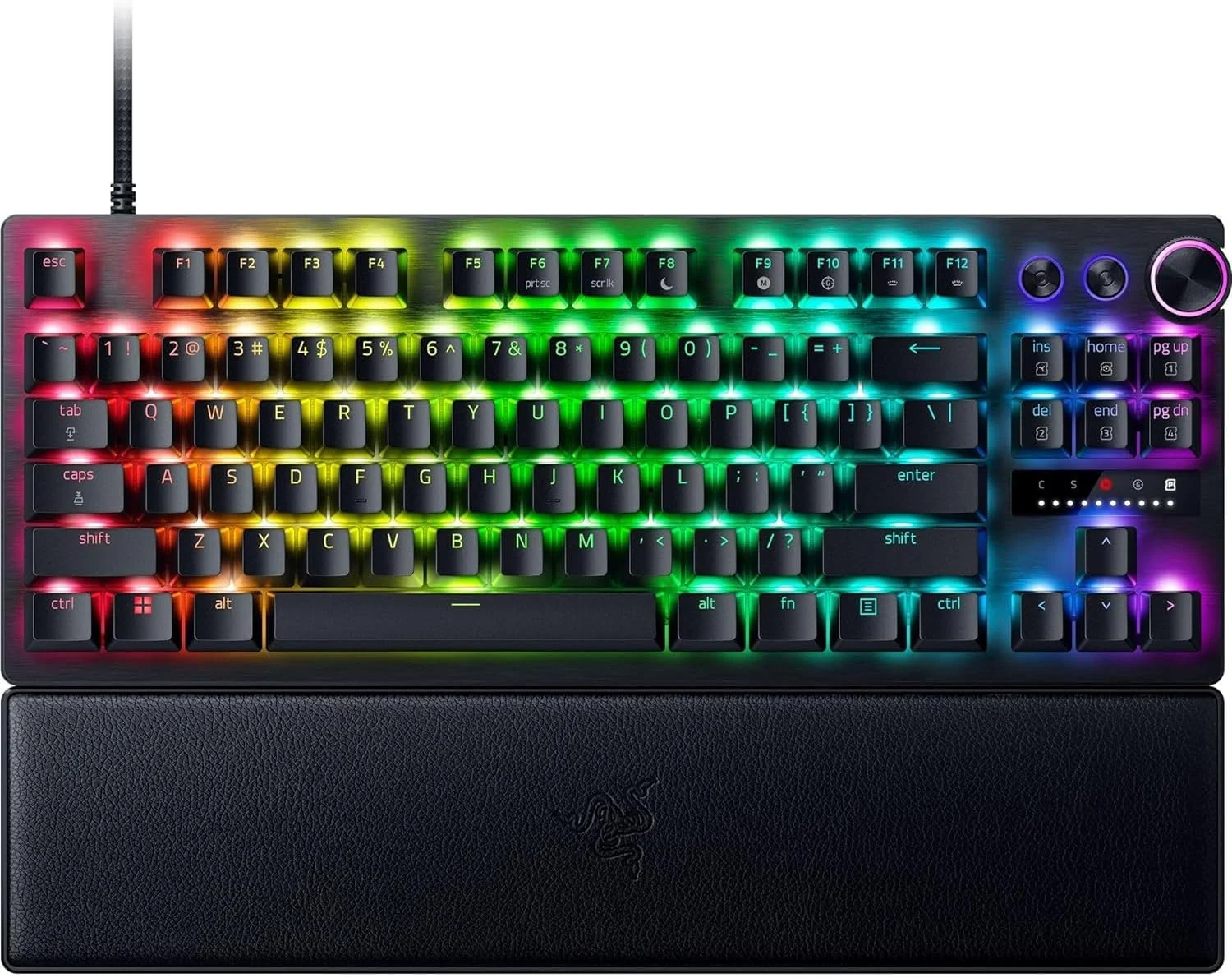 کیبورد گیمینگ Razer Huntsman V3 Pro TKL: سوییچهای اپتیکال آنالوگ با Rapid Trigger و Actuation قابل تنظیم - کلیدها و دکمه چرخشی رسانه - کلیدهای PBT دابل شات - صفحه رویی آلومینیومی - استراحتگاه مچ - مشکی کیبورد گیمینگ Razer Huntsman V3 Pro TKL: سوییچهای اپتیکال آنالوگ با Rapid Trigger و Actuation قابل تنظیم - کلیدها و دکمه چرخشی رسانه - کلیدهای PBT دابل شات - صفحه رویی آلومینیومی - استراحتگاه مچ - مشکی