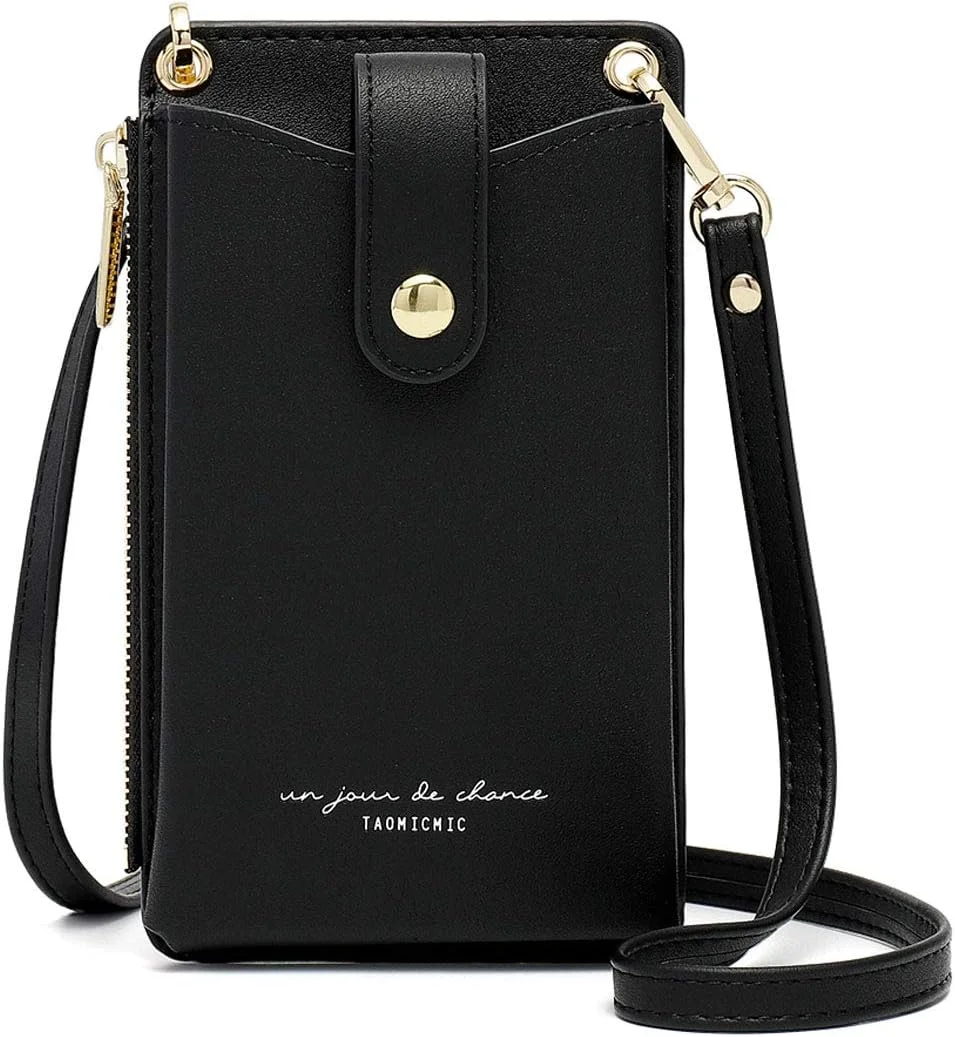 کیف دوشی کوچک چرمی زنانه برای موبایل، کیف دستی و کیف پول کارت با بند گردنی، مناسب دختران