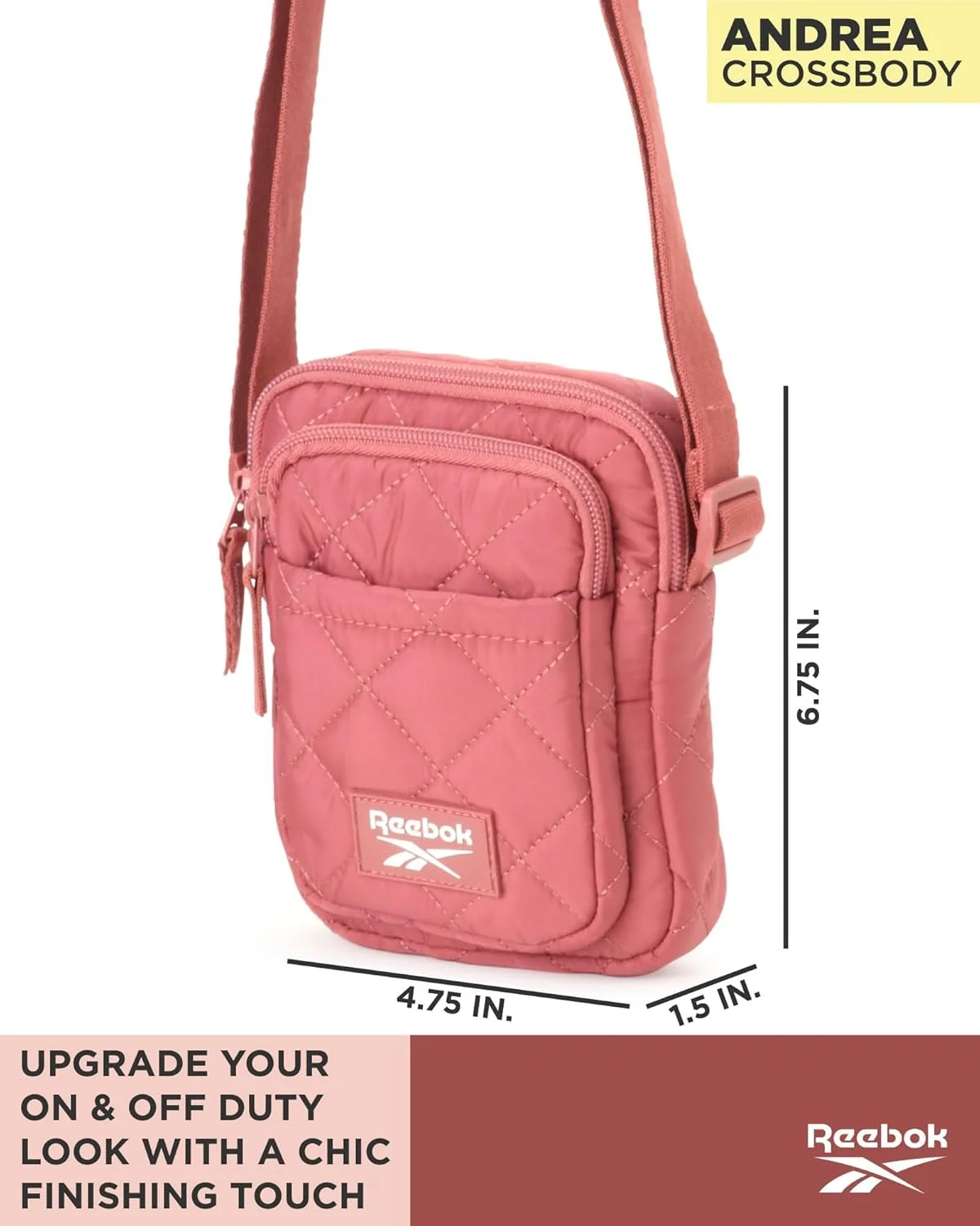 کیف کراس بادی زنانه ریباک - کیف دوشی نایلونی لحافی، کیف مسافرتی با بند قابل تنظیم و بست زیپی ایمن