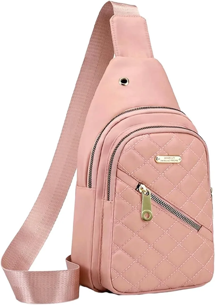 کیف دوشی زنانه، کیف کمری زنانه، کیف دوشی زنانه، کیف تلفن پارچه آکسفورد، کیف سینه ای صورتی شیک، کیف کمری چند منظوره، کیف های شانه ای مسافرتی