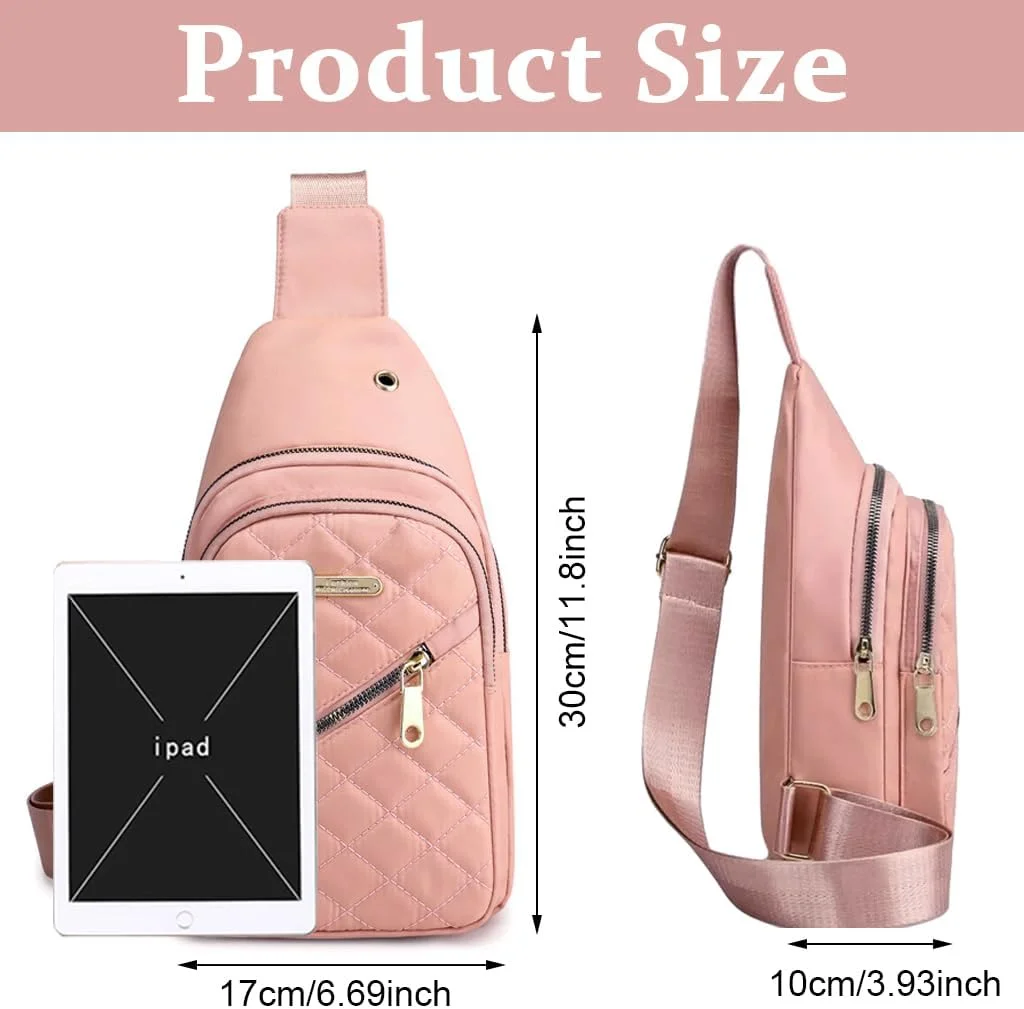 کیف دوشی زنانه، کیف کمری زنانه، کیف دوشی زنانه، کیف تلفن پارچه آکسفورد، کیف سینه ای صورتی شیک، کیف کمری چند منظوره، کیف های شانه ای مسافرتی