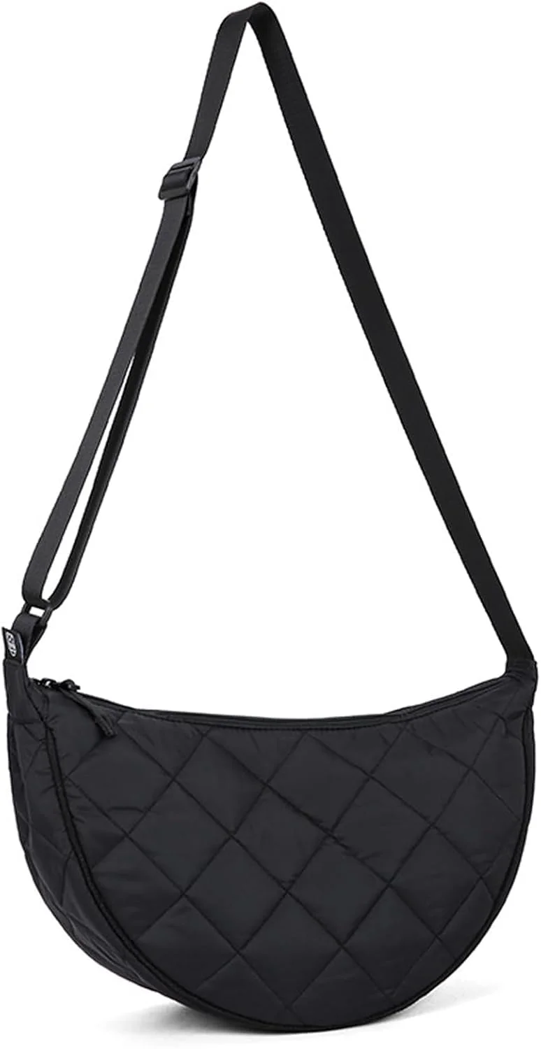 کیف دوشی هلال ماه KASTWAVE، کیف جادار و سبک وزن زنانه، با ظرفیت بزرگ و بند شانه قابل تنظیم برای استفاده روزمره (مشکی)